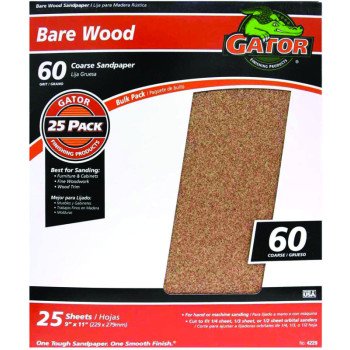 Gator 3278 Sanding Sheet, 11 in L, 9 in W, 60 Grit, Garnet Abrasive