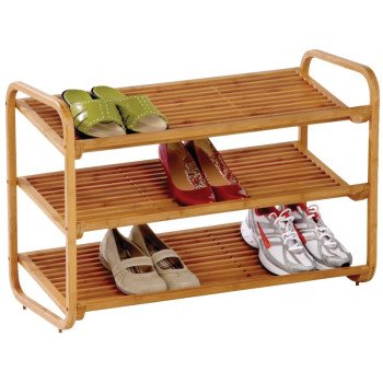 Honey-Can-Do SHO-01599 Shoe Rack, 3-Shelf, 36 in W, 24 in H, Bamboo, Brown