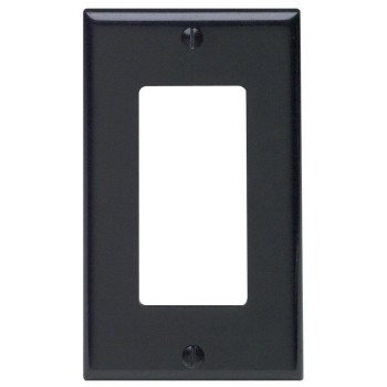 Leviton 80401-E Wallplate, 4-1/2 in L, 2-3/4 in W, 1-Gang, Thermoset Plastic, Black, Smooth