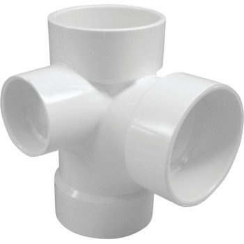 Canplas 192148L Sanitary Pipe Tee, 3 x 2 in, Hub, PVC, White