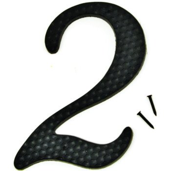 HY-KO DC-5/2 House Number, Character: 2, 4-3/4 in H Character, 2-3/4 in W Character, Black Character, Aluminum