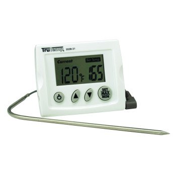 Taylor 3518N Probe Wire Thermometer, 32 to 392 deg F, Digital, LCD Display, Gray/White