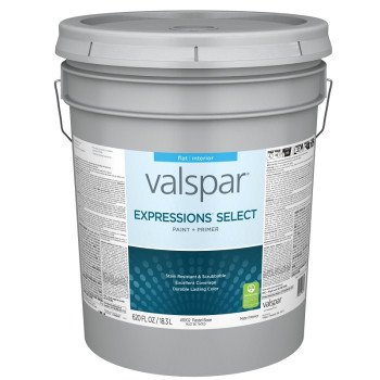 Valspar Expressions Select 4100 028.0041002.008 Latex Paint, Acrylic Base, Flat, Pastel Base, 5 gal