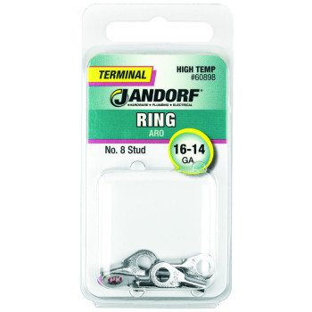 Jandorf 60898 Ring Terminal, 16 to 14 AWG Wire, #8 Stud