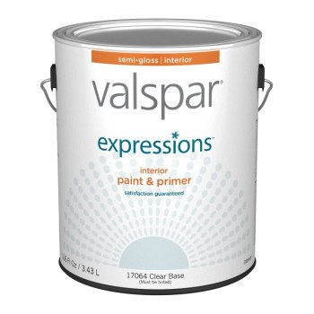 Valspar Expressions 005.0017064.007 Interior Paint, Semi-Gloss Sheen, Clear, 1 gal, Can, 300 to 400 sq-ft Coverage Area