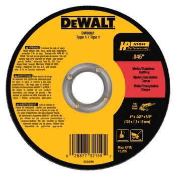 DW8061 CUT WHEEL THIN MTL 4IN 