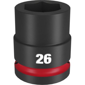 Milwaukee SHOCKWAVE Impact Duty Series 49-66-6364 Shallow Impact Socket, 26 mm Socket, 3/4 in Drive, Square Drive