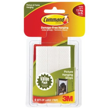 Command 17206-VP Picture Hanging Strip, Foam, White