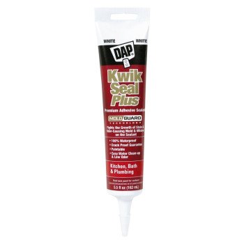 DAP 18526 Adhesive Sealant, White, 24 hr Curing, -20 to 180 deg F, 5.5 oz Tube