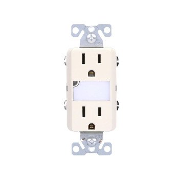 Eaton TR7734LA-KB-L Duplex Outlet, 2 -Pole, 15 A, 125 V, Back, Side Wiring, NEMA: 5-15R, Light Almond