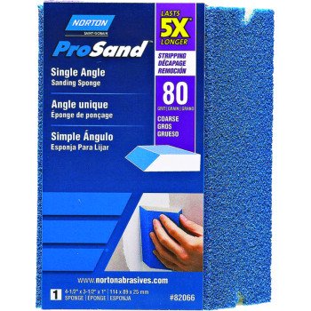 Norton ProSand 82066 Sanding Sponge, 4-1/2 in L, 3-1/2 in W, 80 Grit, Coarse, Aluminum Oxide Abrasive