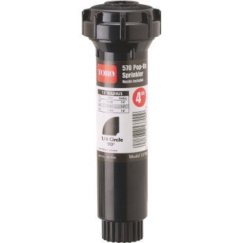 Toro 53712 Spray Sprinkler, 1/2 in Connection, 5 to 15 ft, 27 deg Nozzle Trajectory