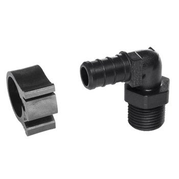 Flair-It PEXLOCK 30810 Pipe Elbow, 1/2 x 3/8 in, MPT, 90 deg Angle, Black, 100 psi Pressure