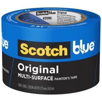 ScotchBlue 2090-3A Painter's Tape, 60 yd L, 3 in W, Crepe Paper Backing, Blue