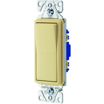 Eaton 7501V-10-L Decorator Switch, 15 A, 120/277 V, Ivory