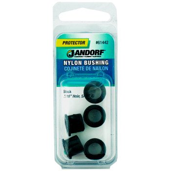 Jandorf 61442 Conduit Bushing, Nylon, Black, 5/16 in Dia Panel Hole, 0.406 in Thick Panel