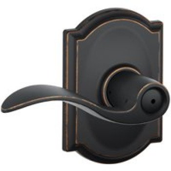 Schlage F Series F40VACC716CAM Privacy Lever, Mechanical Lock, Aged Bronze, Metal, Residential, 2 Grade