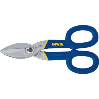 Irwin 22007 Tinner Snip, 7 in OAL, 1-1/2 in L Cut, Curved, Straight Cut, Steel Blade, Double-Dipped Handle