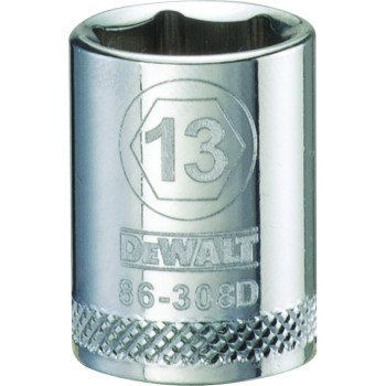 DEWALT DWMT86308OSP Hand Socket, 13 mm Socket, 3/8 in Drive, 6-Point, Vanadium Steel, Polished Chrome