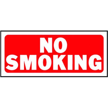 Hy-Ko 23003 Fence Sign, Rectangular, NO SMOKING, White Legend, Red Background, Plastic, 14 in W x 6 in H Dimensions