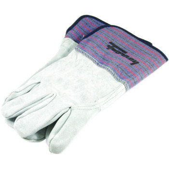 ForneyHide 55199 Welding Gloves, Men's, L, 12-1/4 in L, Gauntlet Cuff, Leather Palm, Blue/Gray, Wing Thumb, Leather Back