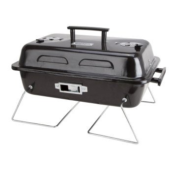 Omaha YS1082 Portable Charcoal Grill, 2-Grate, 168 sq-in Primary Cooking Surface, Black, Steel Body