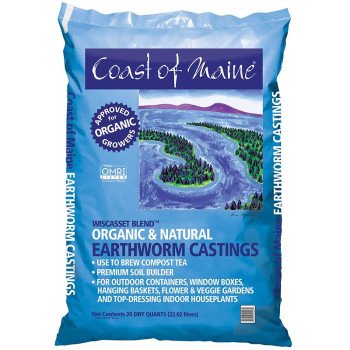 Coast of Maine Wiscasset Blend WI3500 Earthworm Casting, Dark Brown, Earthy Smell, 20 qt Bag