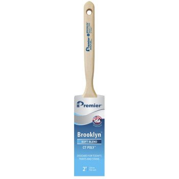 Premier Brooklyn 17301 Paint Brush, 2 in W, Flat Sash Brush, 2-3/4 in L Bristle, Polyester Bristle