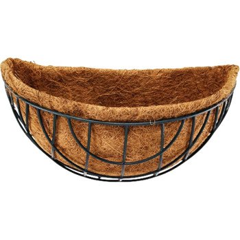 Landscapers Select GB-4315-3L Wall Basket with Natural Coconut Liner, Half Circle, 22 lb, Natural Coconut/Steel