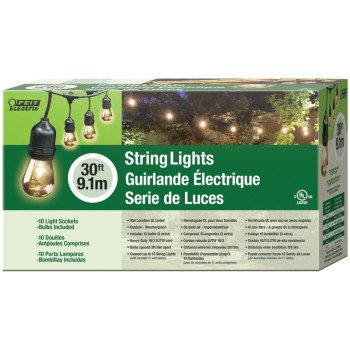 Feit Electric 72041 String Light Set, 130 V, 11 W, 15-Lamp, Incandescent Lamp, 30 ft L