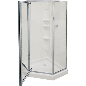 Maax Himalaya 101694-000-129-107 Shower Kit, 38 in L, 38 in W, 74-1/4 in H, Polystyrene, Chrome, 3-Wall Panel