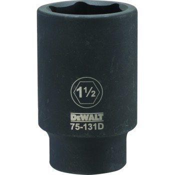 DEWALT DWMT75131OSP Impact Socket, 1-1/2 in Socket, 3/4 in Drive, 6-Point, CR-440 Steel, Black Oxide