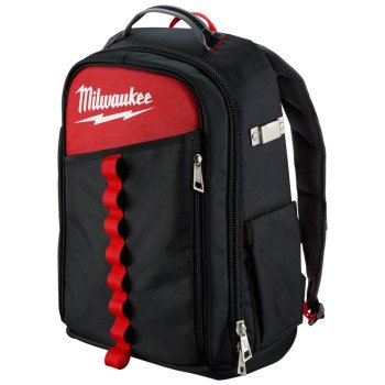 Milwaukee 48-22-8202 Backpack, 11.8 in W, 7.87 in D, 19.6 in H, 22-Pocket, Black/Red