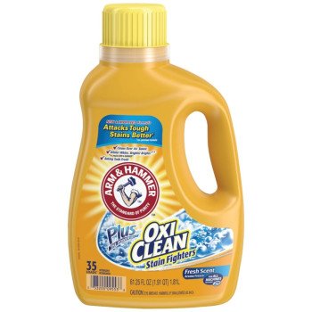 Arm & Hammer Plus OxiClean Series 97542 Laundry Detergent, 45.5 oz Bottle, Liquid, Clean Fresh