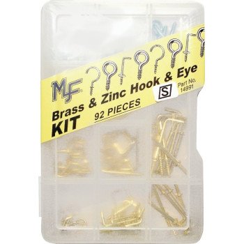 Midwest Fastener 14991 Hook and Eye Kit, Brass/Zinc