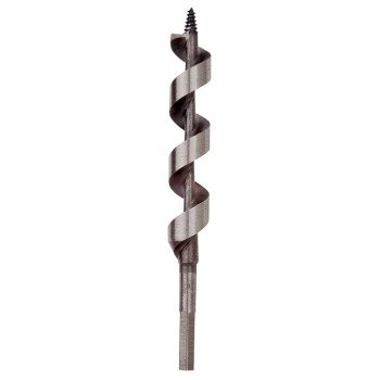 Irwin 49914 Power Drill Auger Bit, 7/8 in Dia, 7-1/2 in OAL, Solid Center Flute, 1-Flute, 5/16 in Dia Shank, Hex Shank