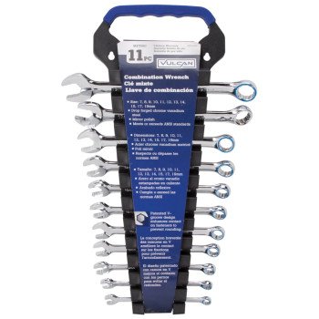 Vulcan TR-H1101 Wrench Set, 11-Piece, CRV, Chrome, Silver, Specifications: Drop Forged