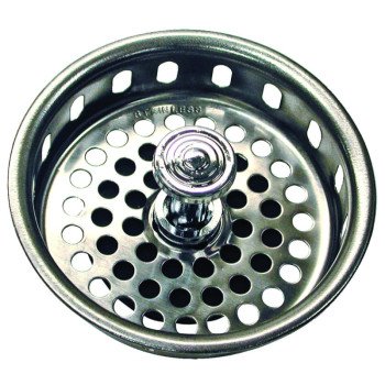 Danco 80900 Basket Strainer with Drop Center Post, 3-3/4 in Dia, Stainless Steel, Chrome, For: 3-3/4 in Opening Sink