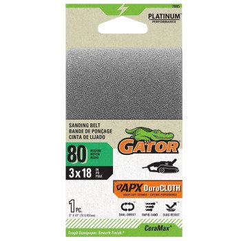 Gator 7085 Portable Sander Belt, 3 in W, 18 in L, 80 Grit, Ceramic Abrasive