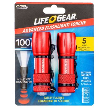 LifeGear LG09-60589-SA4 Flashlight, AAA Battery, LED Lamp, 160 Lumens, Narrow, Wide Beam, 1 hr Run Time, Assorted