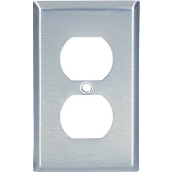 Eaton Wiring Devices 93101-BOX Receptacle Wallplate, 4-1/2 in L, 2-3/4 in W, 1 -Gang, 302 Stainless Steel