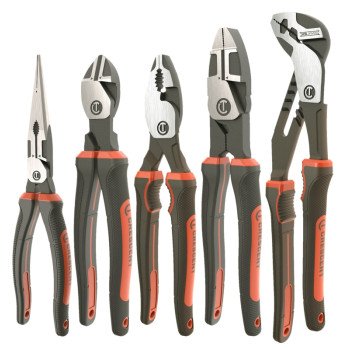 Crescent Z2 K9 Series Z2SET5CG Plier Set, 5-Piece, Alloy Steel, Black/Rawhide, Polished