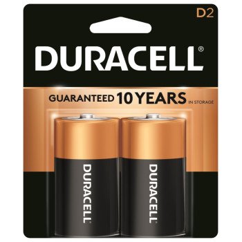 Duracell MN1300B2Z Battery, 1.5 V Battery, 15 Ah, D Battery, Alkaline, Manganese Dioxide