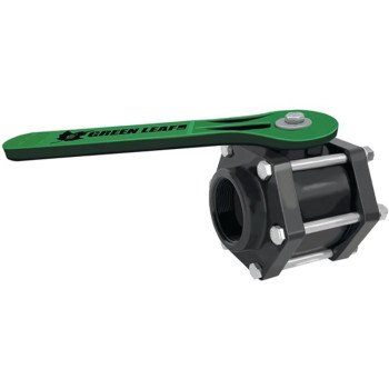 Green Leaf V200FP Ball Valve, 2 in Connection, Female NPT, 100 psi Pressure, Manual Actuator, Polypropylene Body