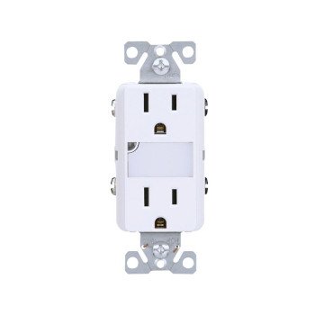 Eaton TR7734W-KB-L Duplex Outlet, 2 -Pole, 15 A, 125 V, Back, Side Wiring, NEMA: 5-15R, White