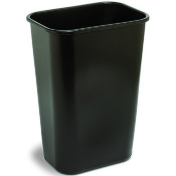 Continental Commercial 4114BK Waste Basket, 41.125 qt, Plastic, Black, 19-7/8 in H