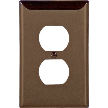 Eaton Wiring Devices PJ8B Duplex and Single Receptacle Wallplate, Mid-Size, 4-7/8 in L, 3-1/8 in W, 1-Gang, Brown