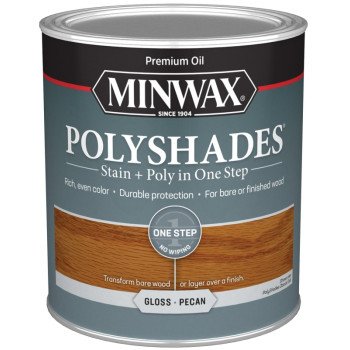 Minwax 61420444 Waterbased Polyurethane Stain, Gloss, Liquid, Pecan, 1 qt, Can