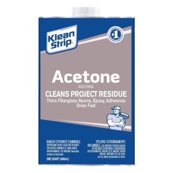 Klean Strip QAC18 Acetone Thinner, Liquid, Characteristic Ketone, Sweet Pungent, Clear, 1 qt, Can