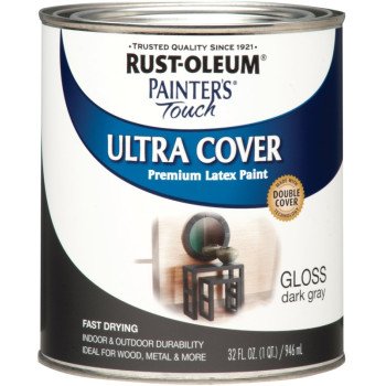 Rust-Oleum 1986502 Enamel Paint, Water, Gloss, Dark Gray, 1 qt, Can, 120 sq-ft Coverage Area